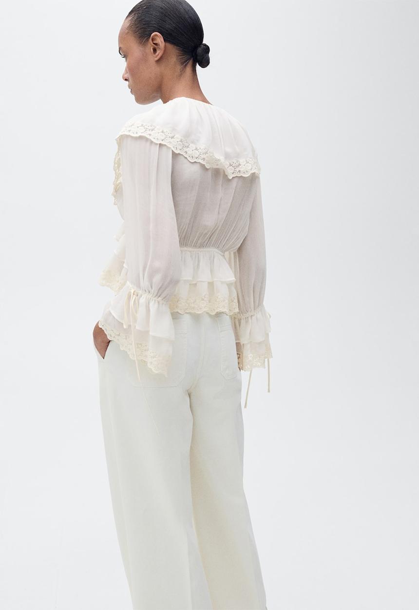 MANGO - Blouse Bambina - Light Beige