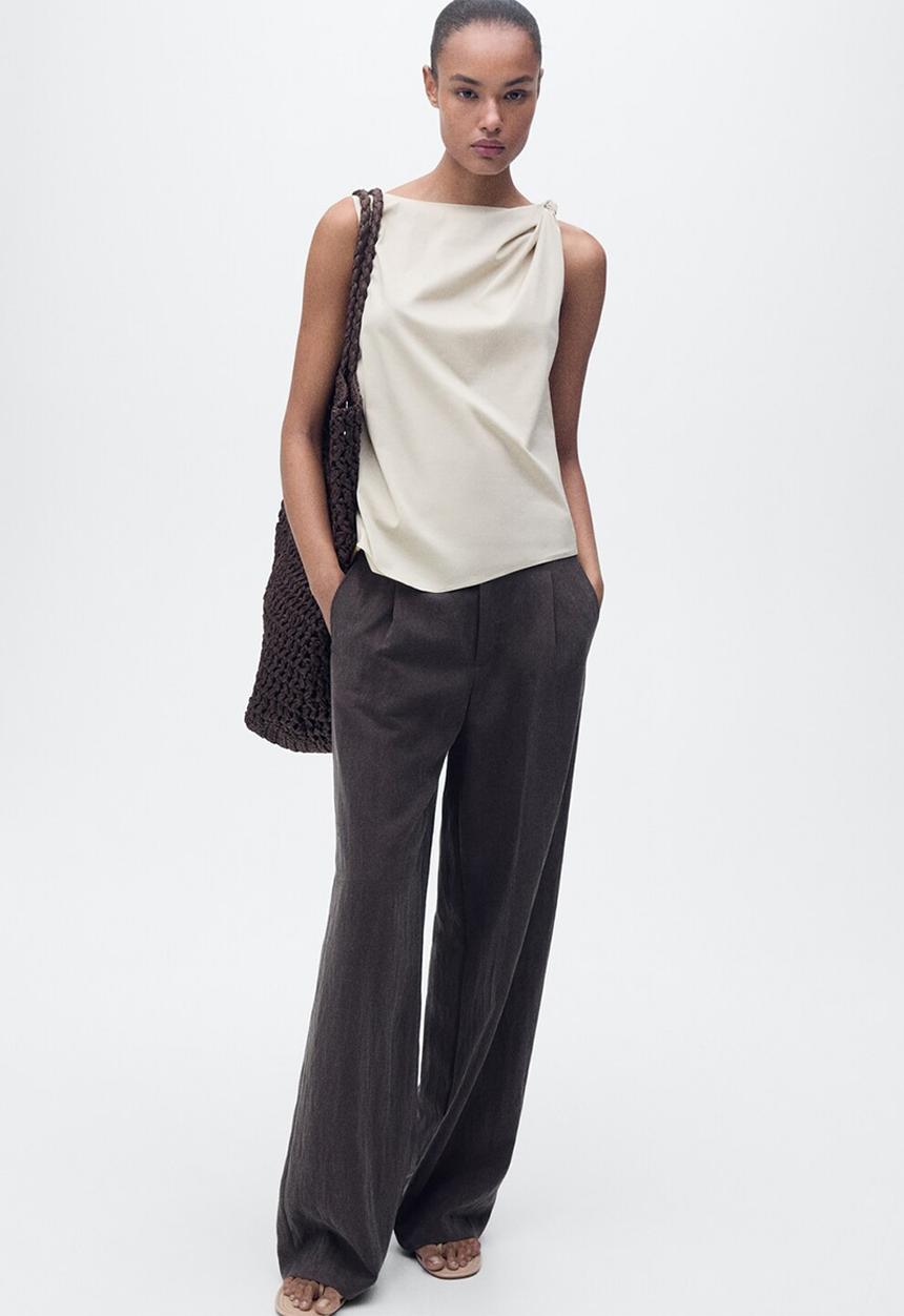 MANGO - Top Indo - Light Beige