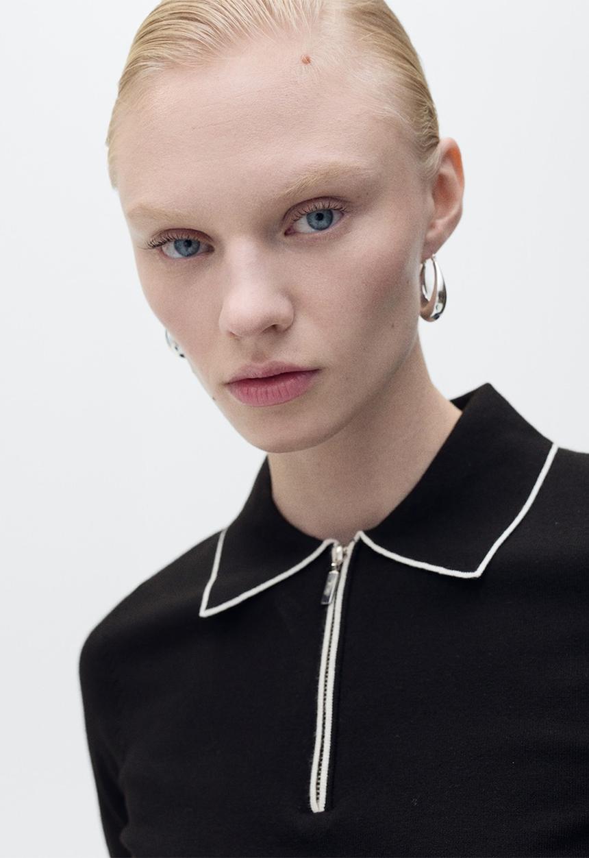 MANGO - Sweater Piped - Black