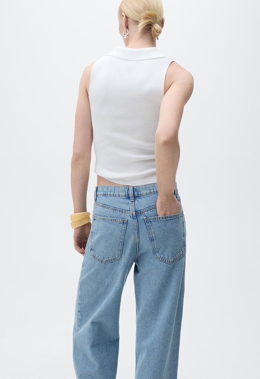 MANGO - Top Moiso - Light Beige