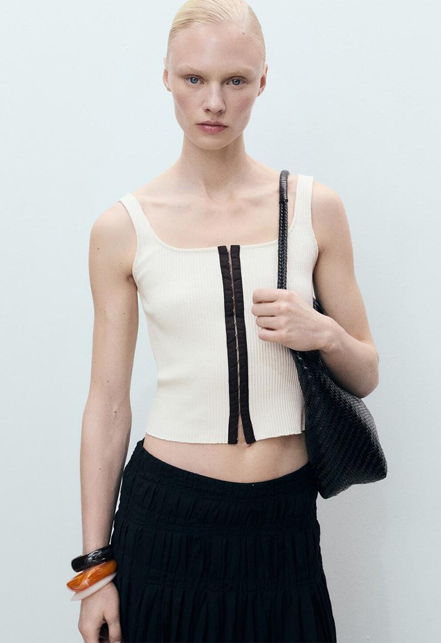 MANGO - Top Sune - Light Beige