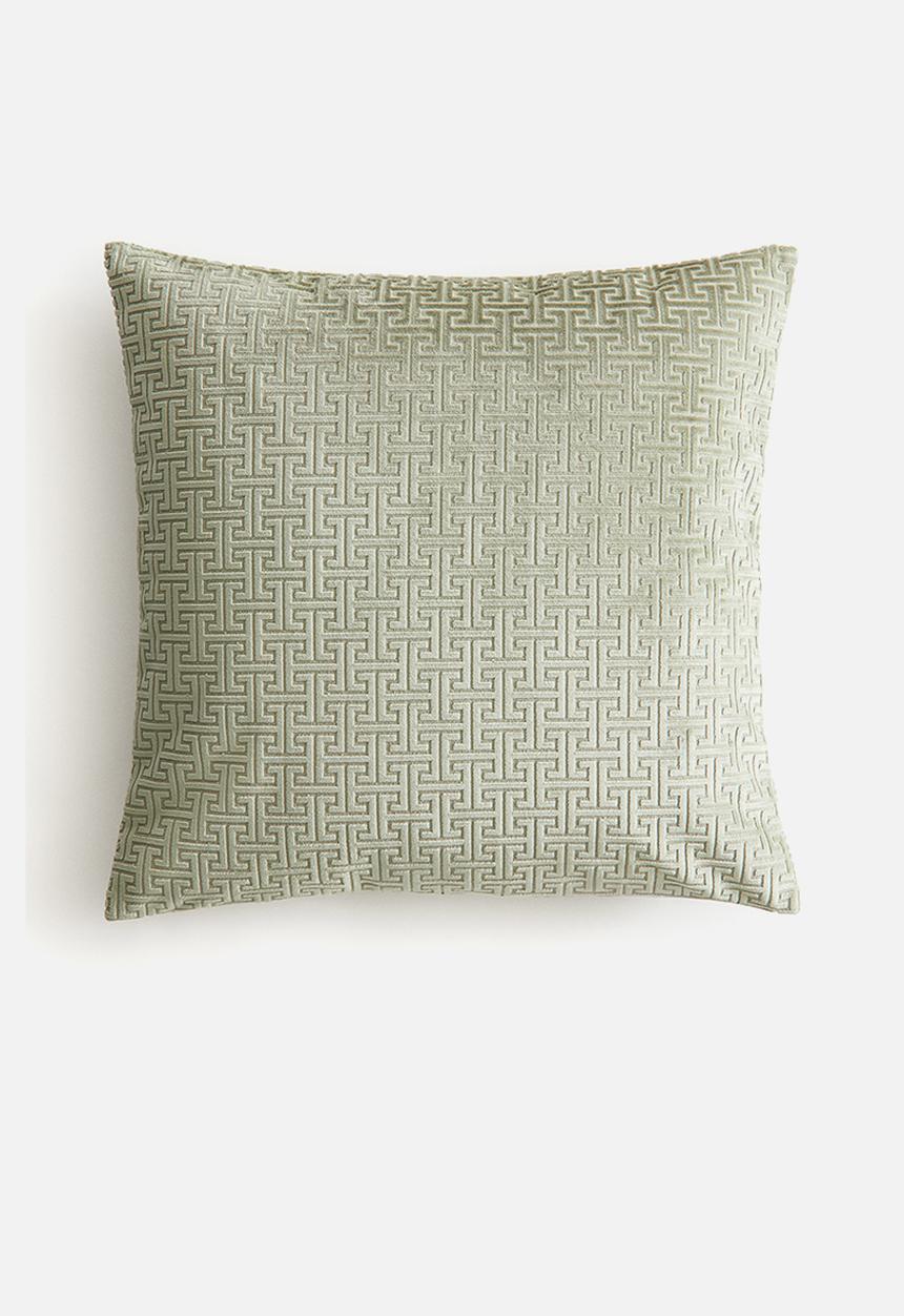 H&M - Patterned cushion cover - light dusty green/patterned
