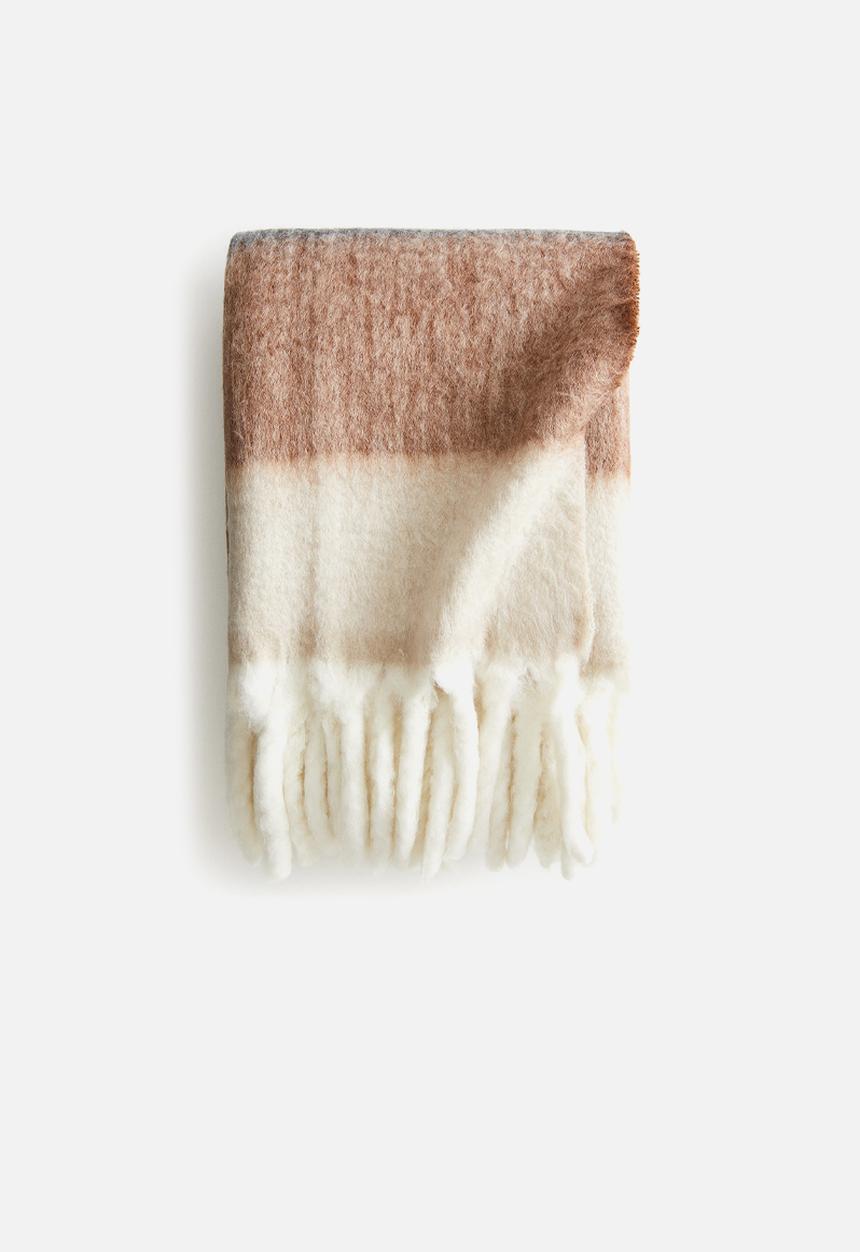 H&M - Patterned wool-blend blanket - brown striped
