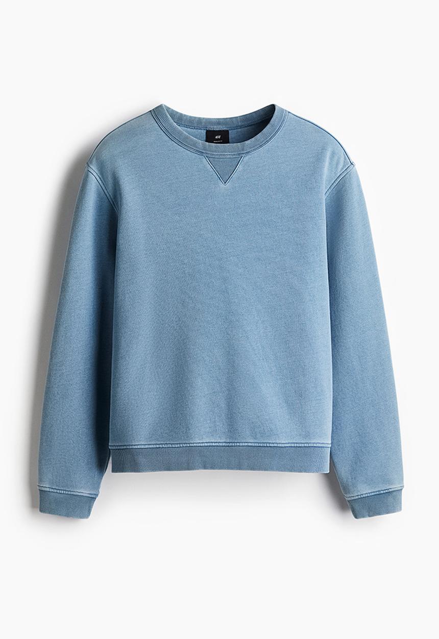 H&M - Regular fit washed sweatshirt - light blue