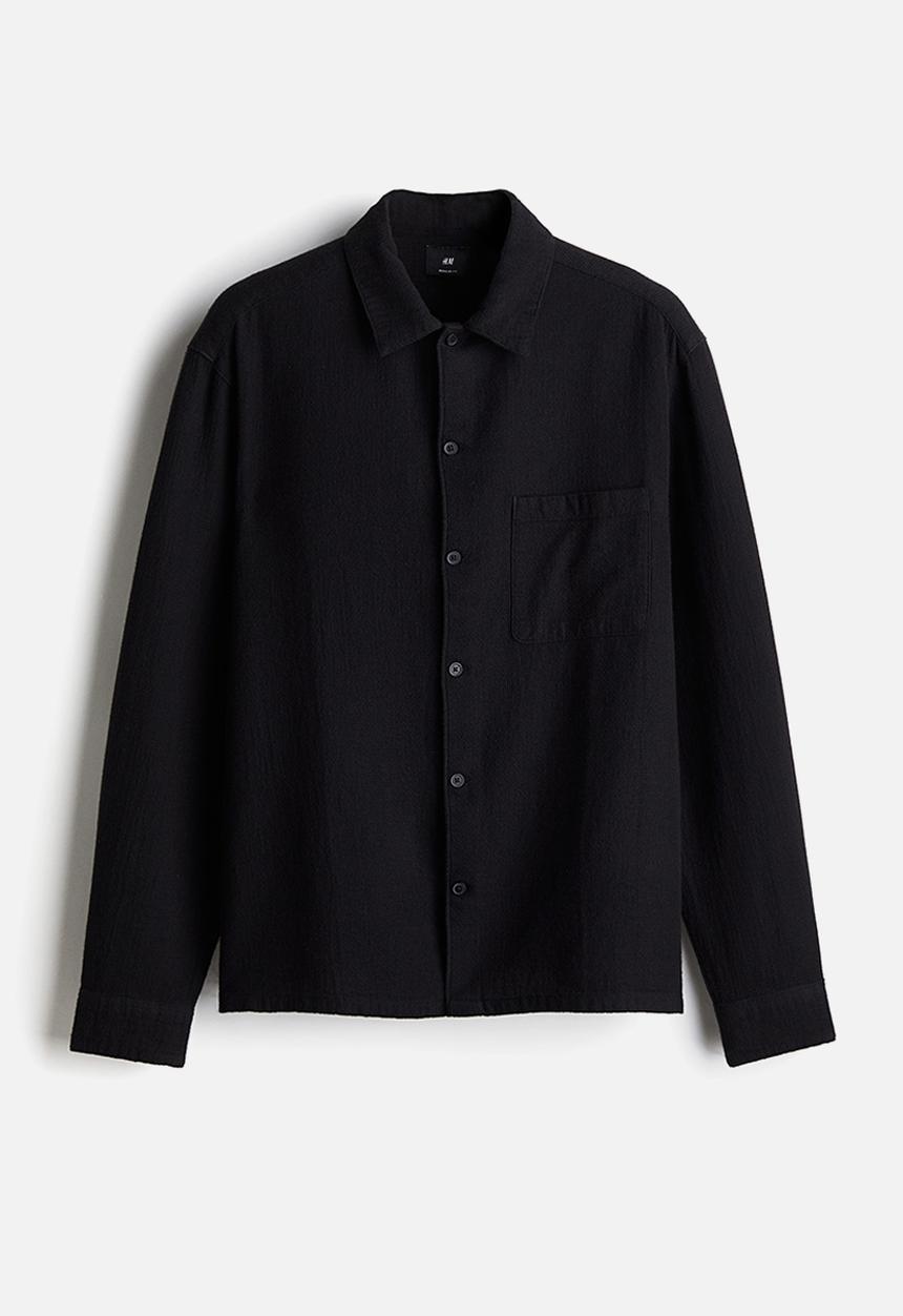 H&M - Regular fit textured shirt - black