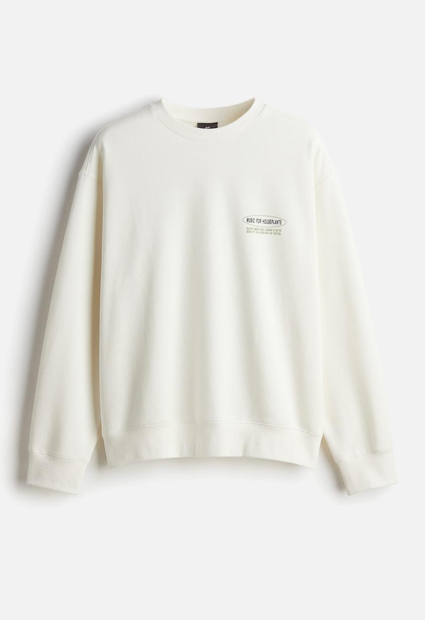 H&M - Loose fit printed sweatshirt - white plants