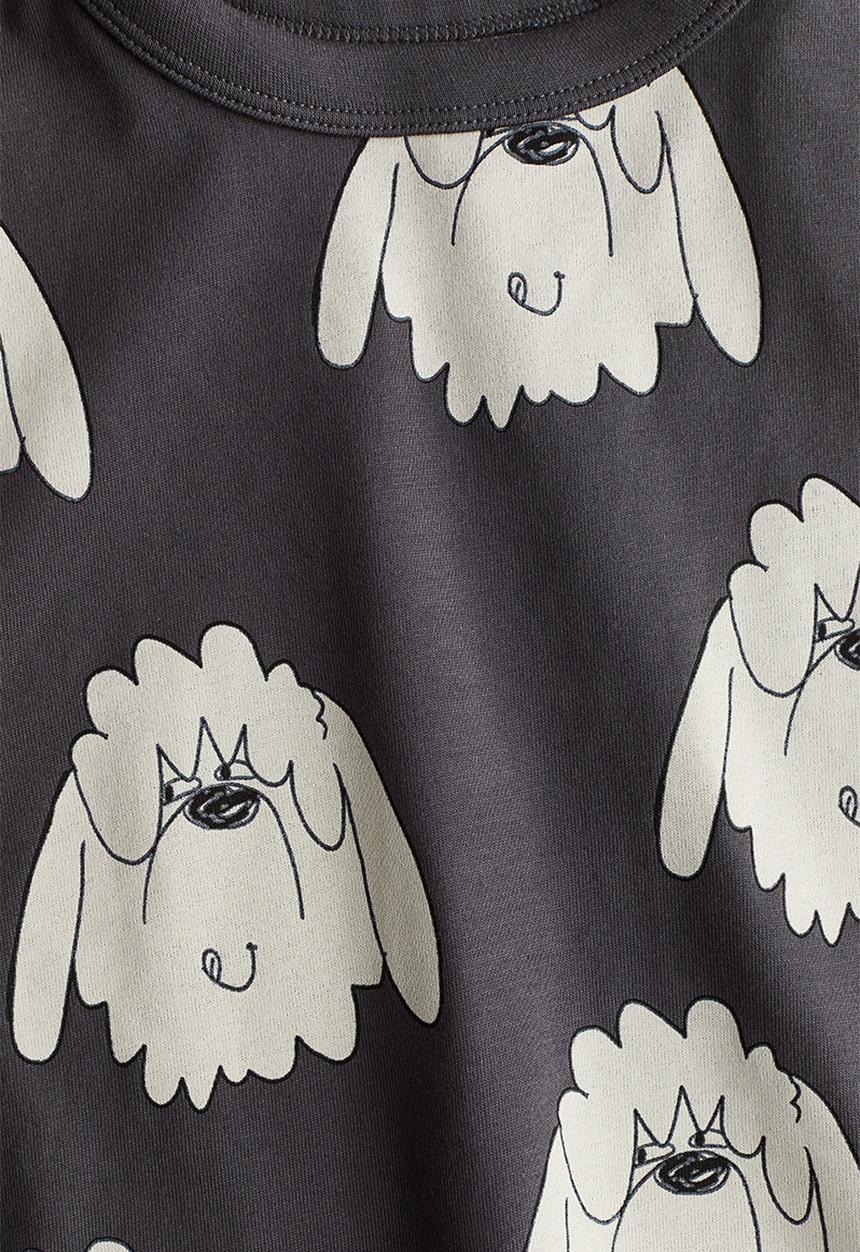 H&M - Long-sleeved jersey top - dark grey dogs