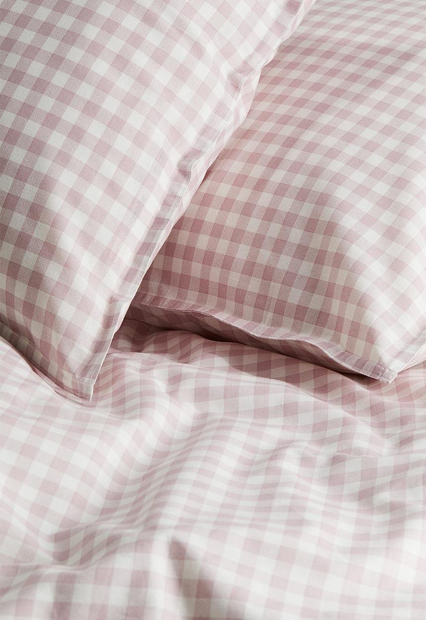 H&M - Patterned double/king size duvet cover set - pink gingham check