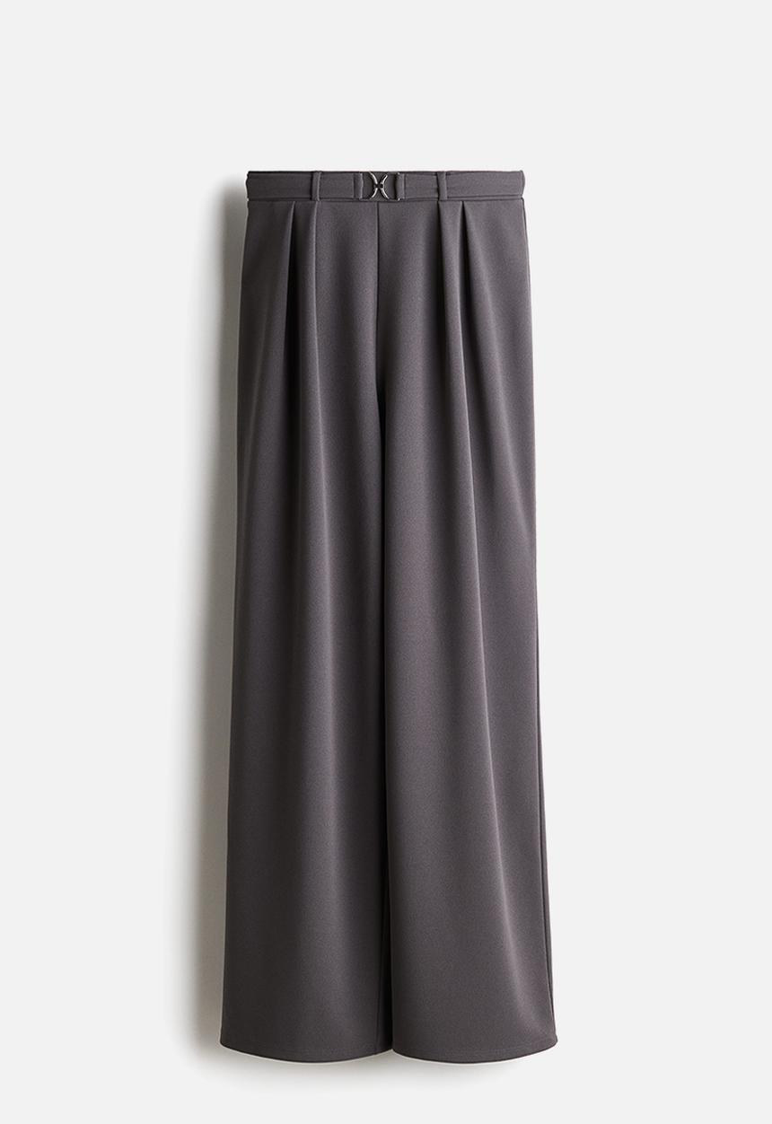 H&M - Buckle-detail tailored trousers - dark grey