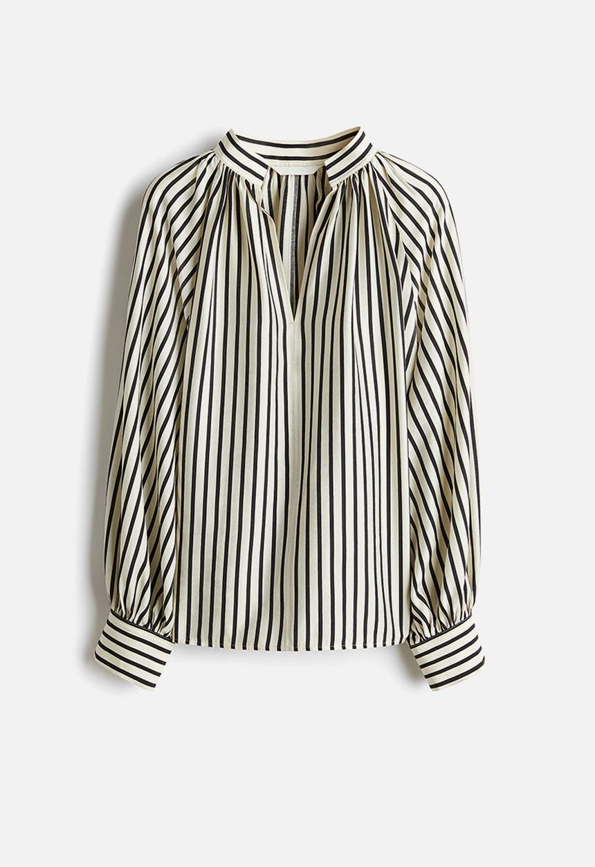 H&M - Oversized blouse - cream striped 