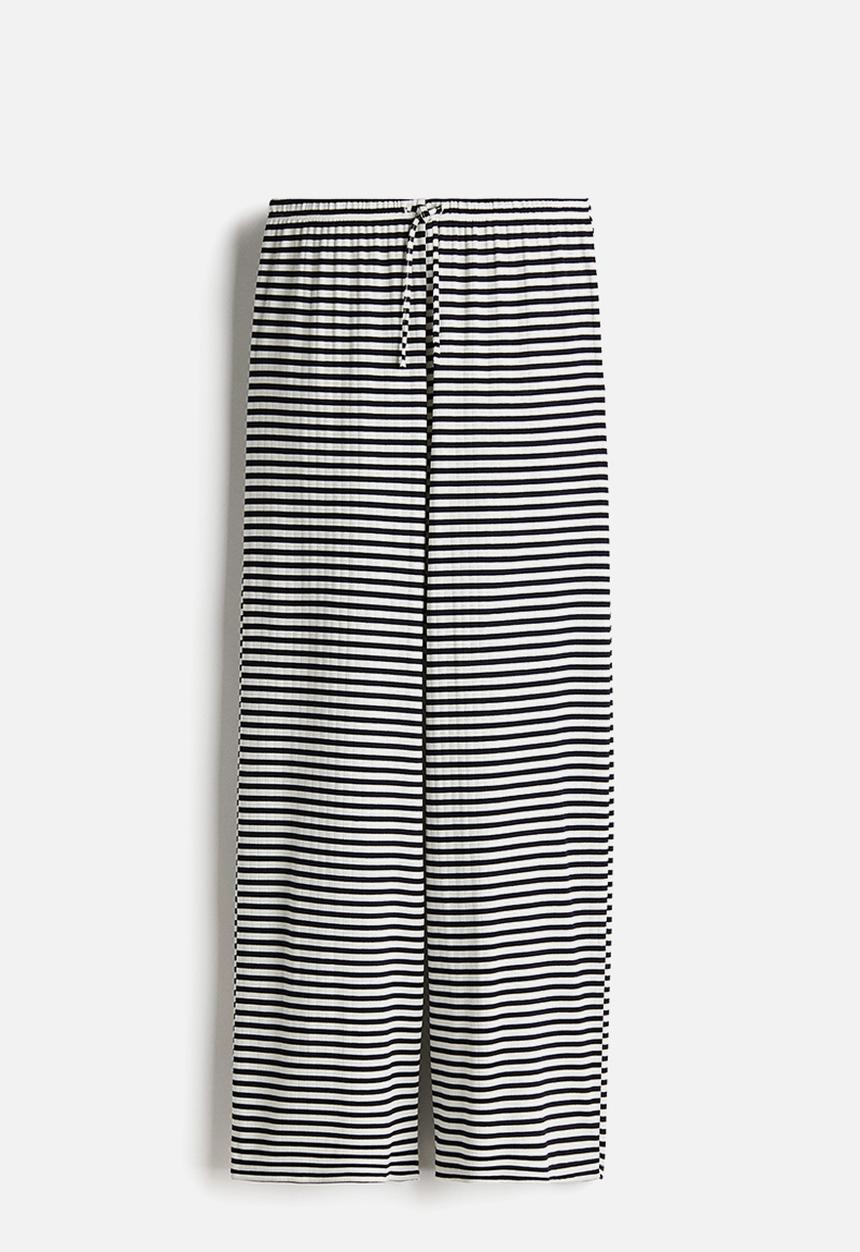 H&M - Wide drawstring trousers - navy blue striped