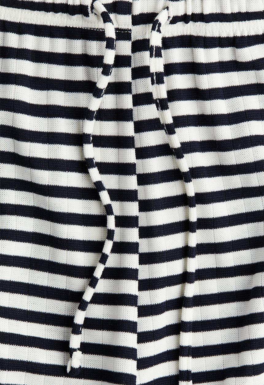 H&M - Wide drawstring trousers - navy blue striped