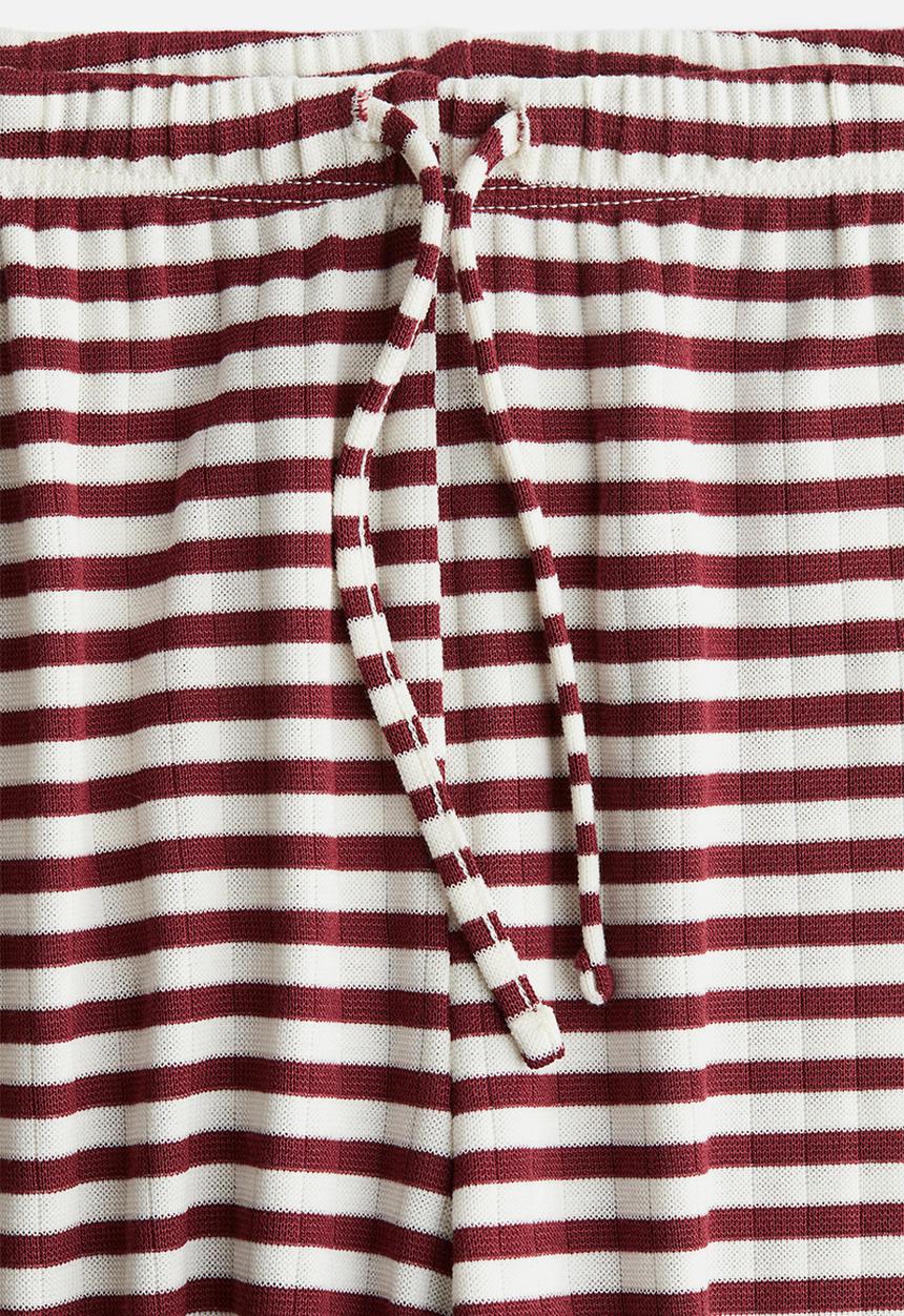 H&M - Wide drawstring trousers - burgundy striped 