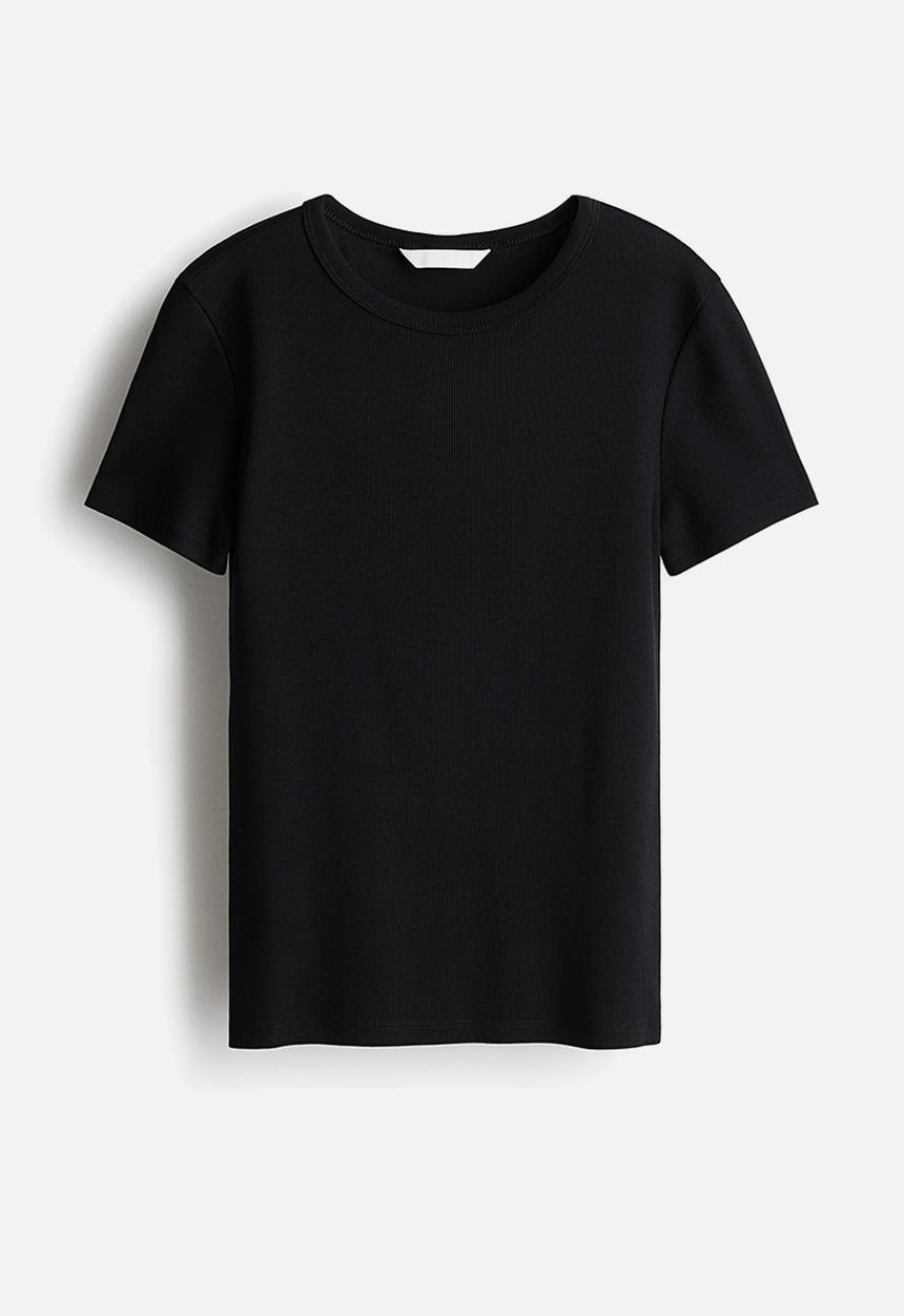 H&M - Ribbed t-shirt - black