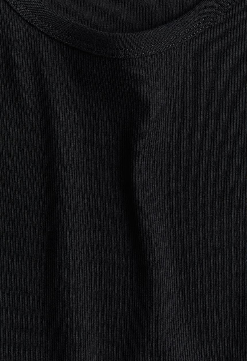 H&M - Ribbed t-shirt - black