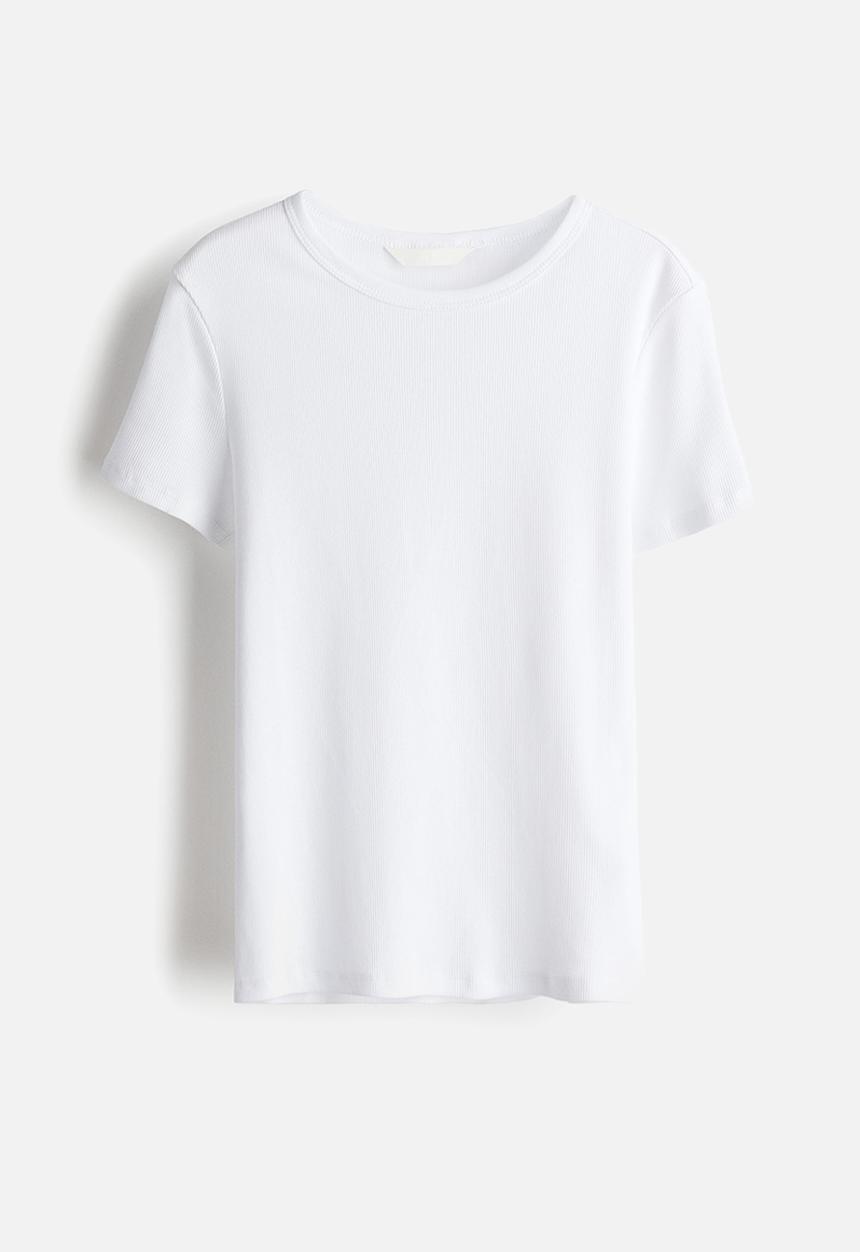 H&M - Ribbed t-shirt - white