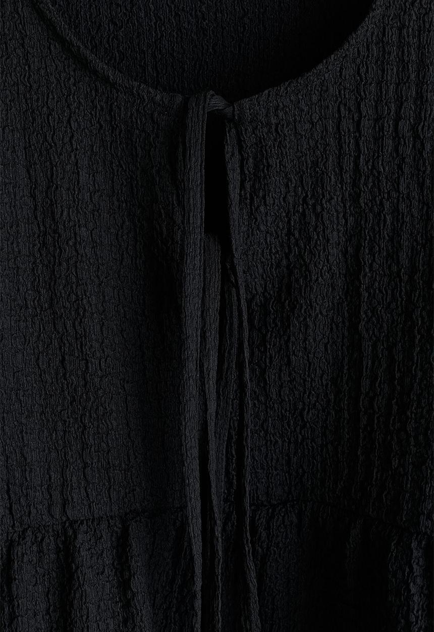 H&M - Crinkled tie-detail top - black