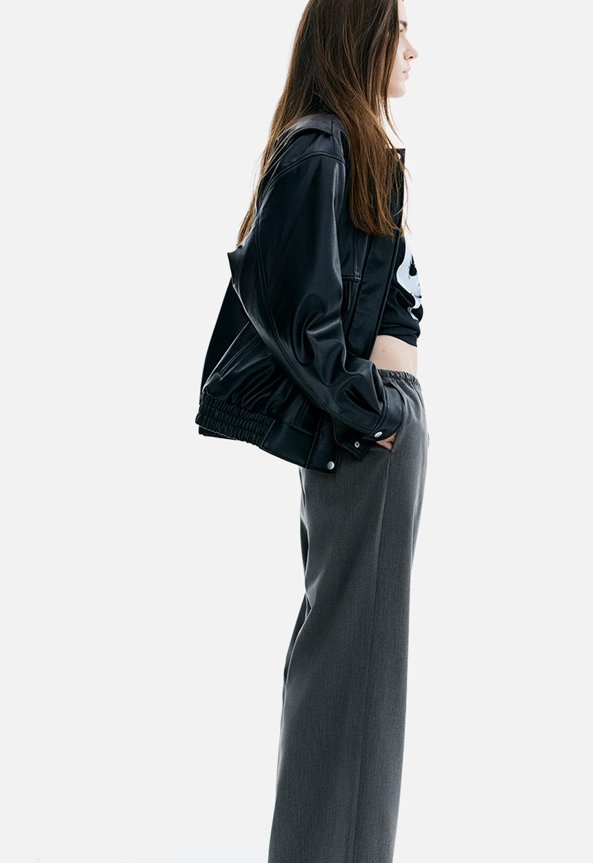 H&M - Twill drawstring trousers - dark grey marl