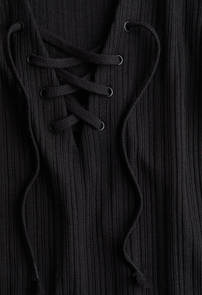 H&M - Lacing-detail bodycon dress - black