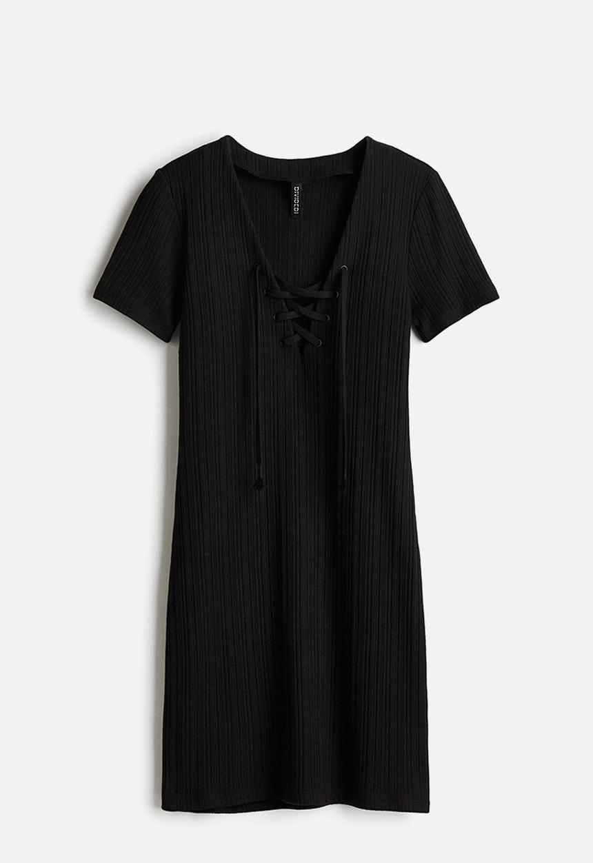 H&M - Lacing-detail bodycon dress - black