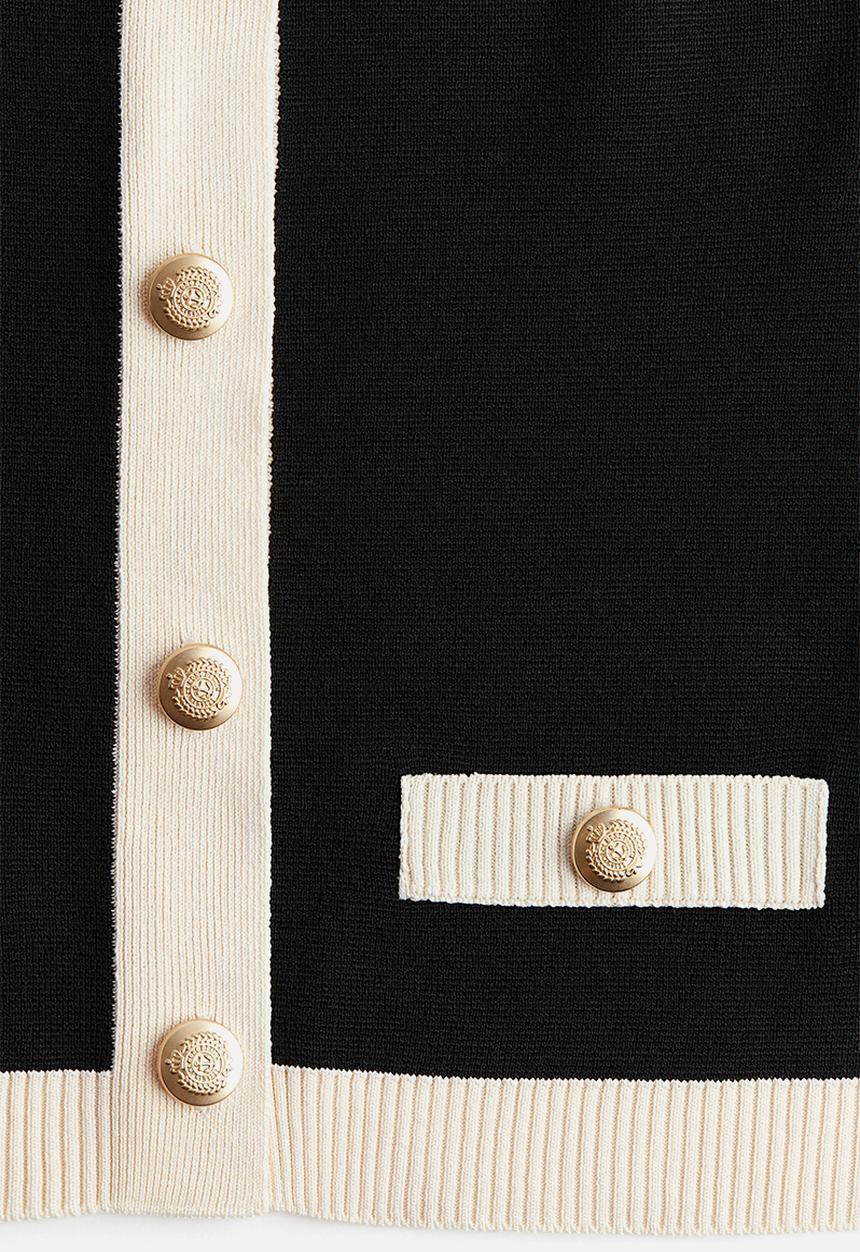 H&M - Fine-knit cardigan - black & cream