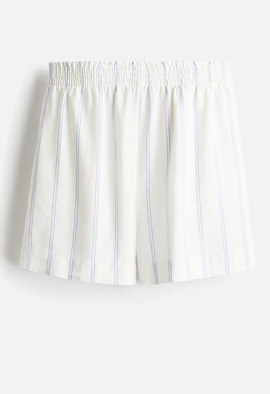 H&M - Linen-blend shorts - white striped