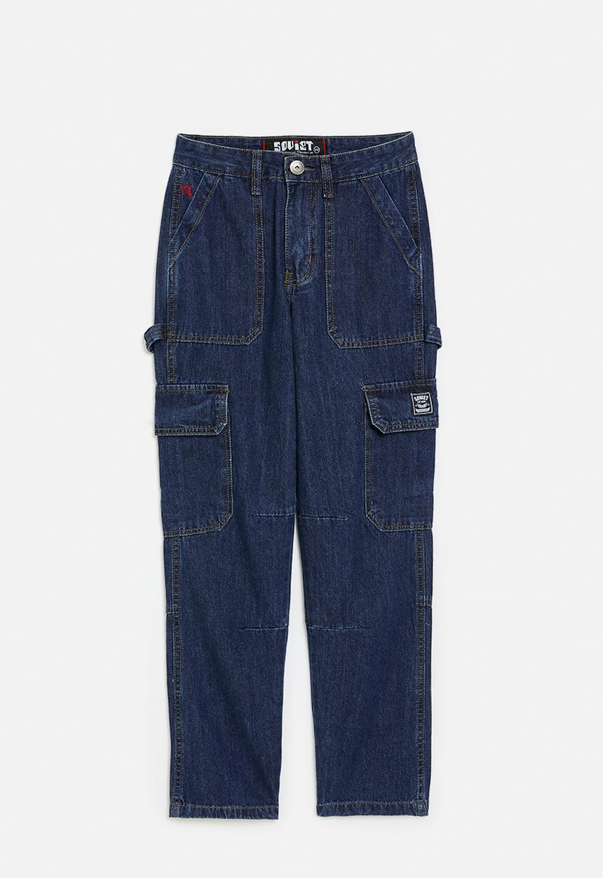 SOVIET - Boys Oversized Cargo Denim - Dark Indigo