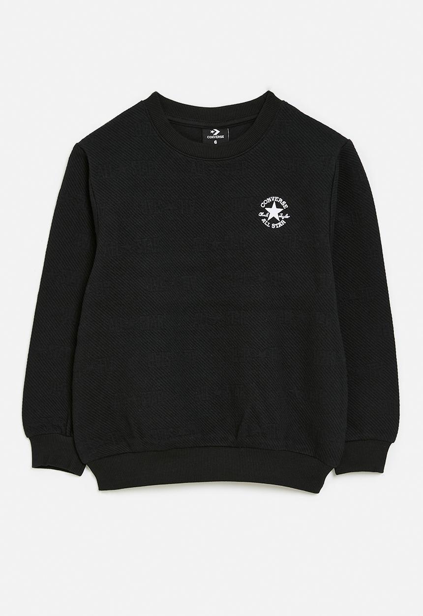 Converse - Converse novelty logo texture crew neck - black