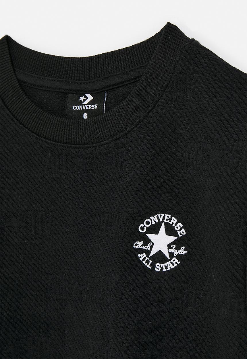 Converse - Converse novelty logo texture crew neck - black
