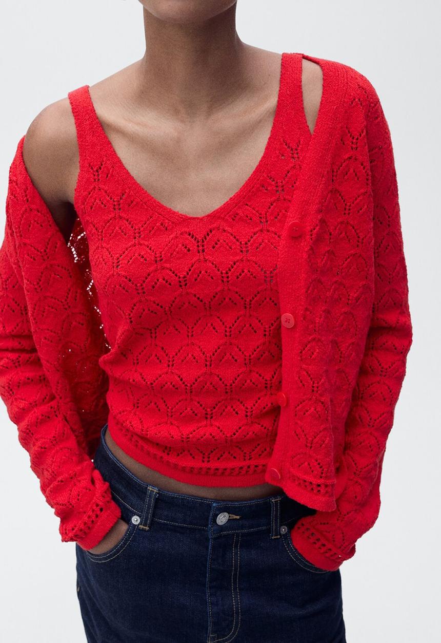 MANGO - Cardigan Sito - Red