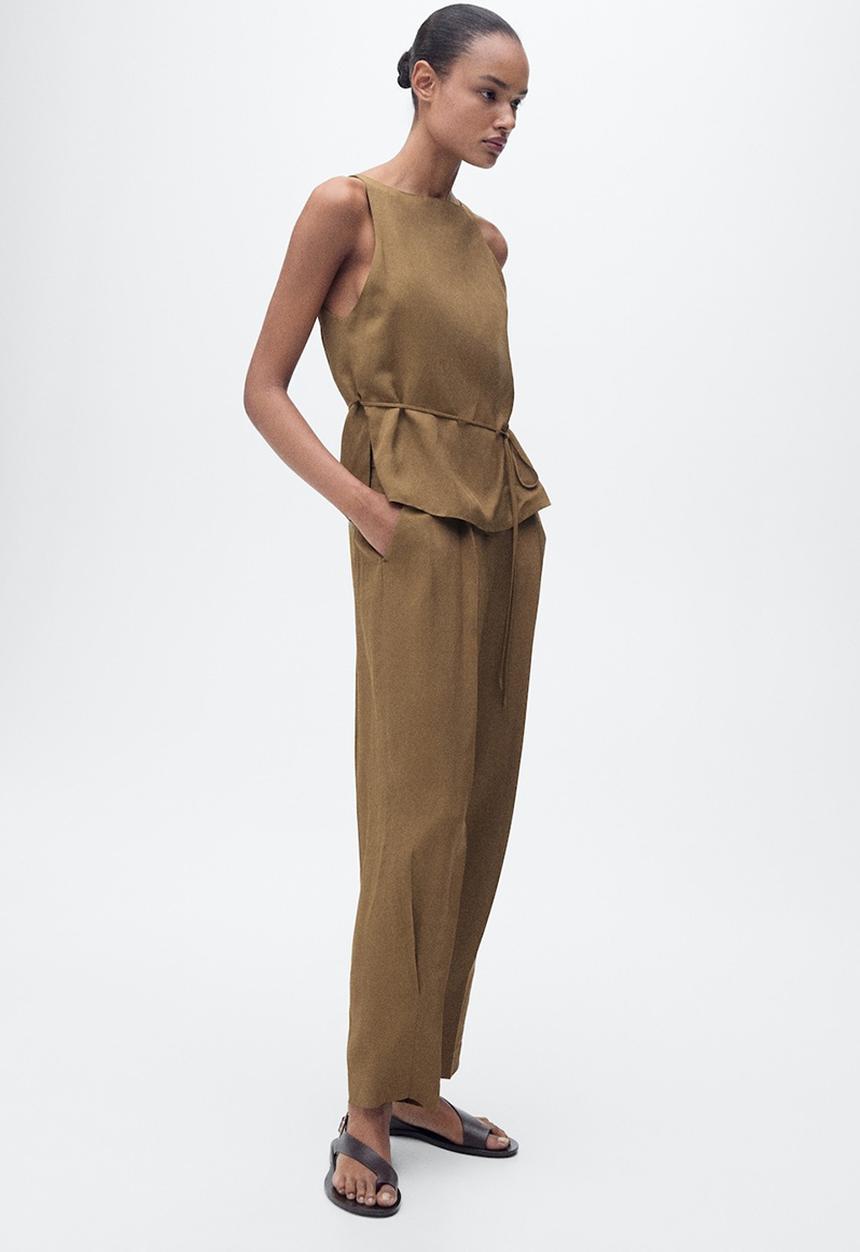 MANGO - Trousers Moskito - Green