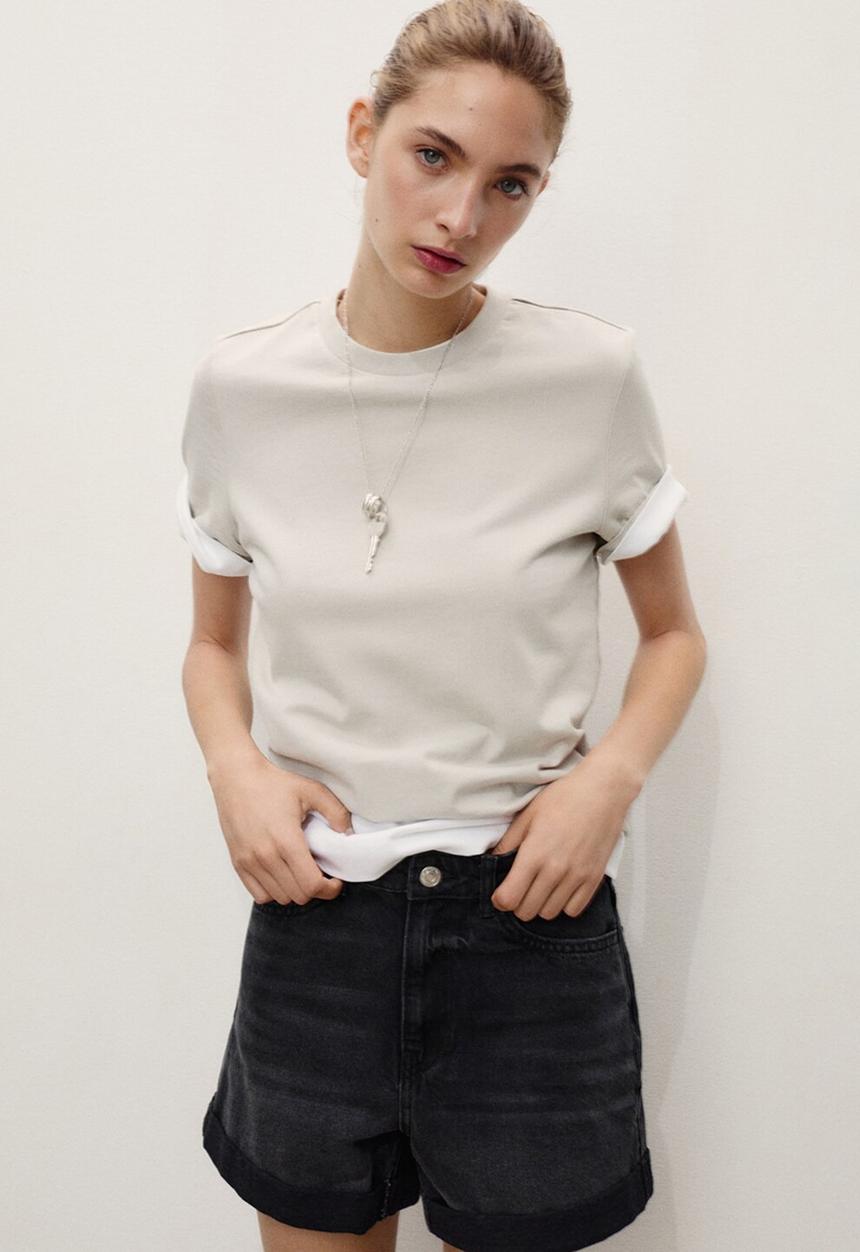 MANGO - Shorts Mom80 - Open Gray