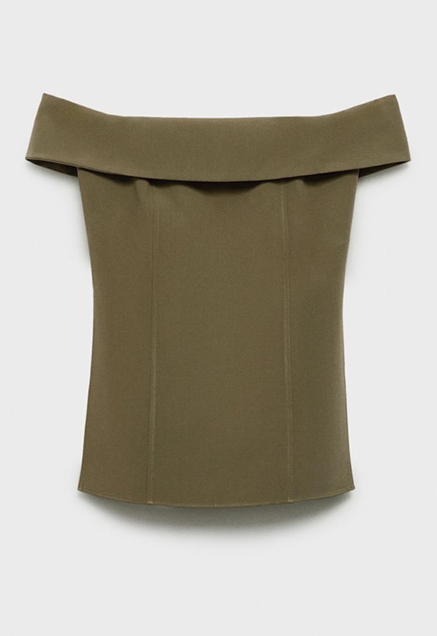 MANGO - Top Box - Khaki