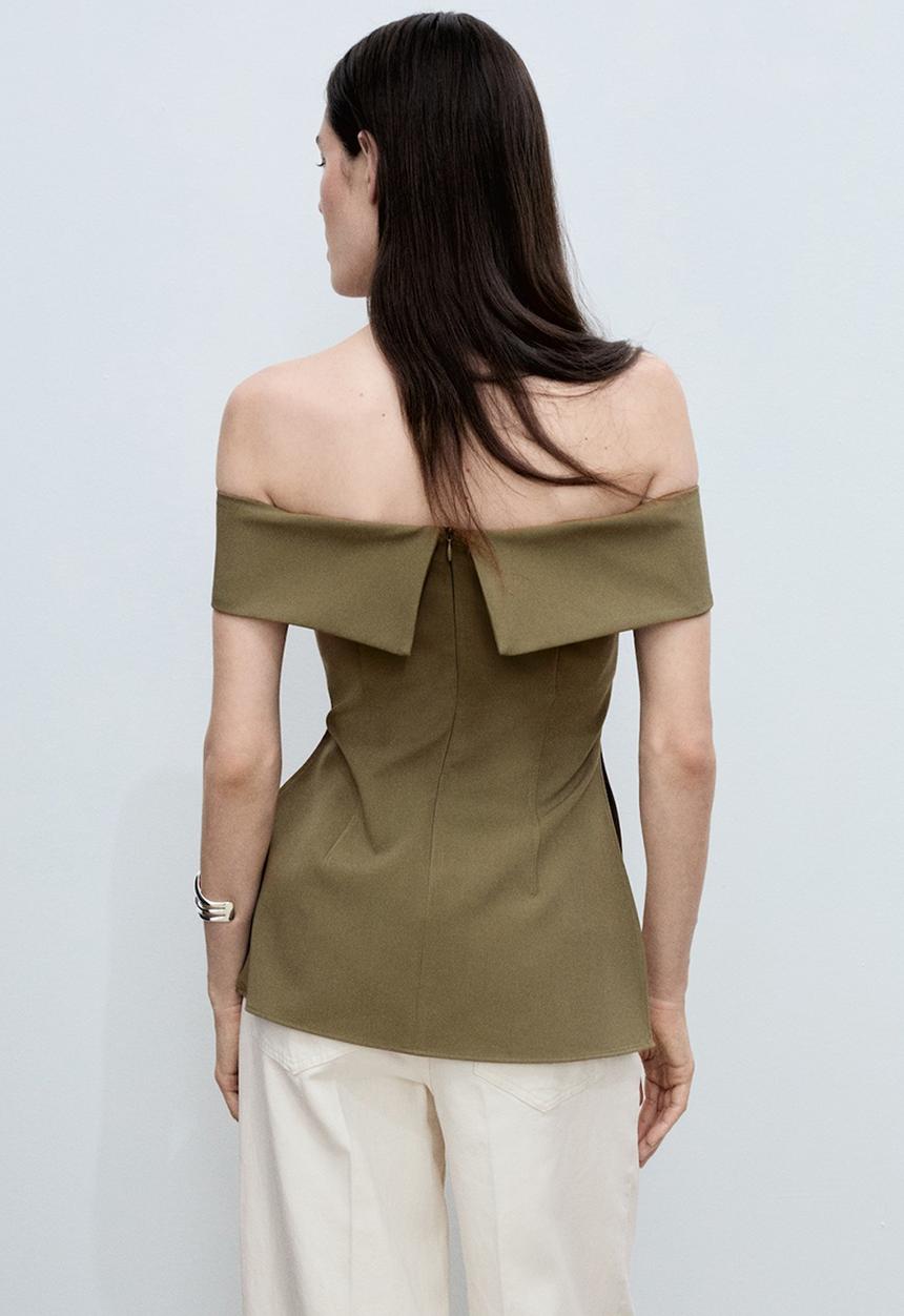MANGO - Top Box - Khaki