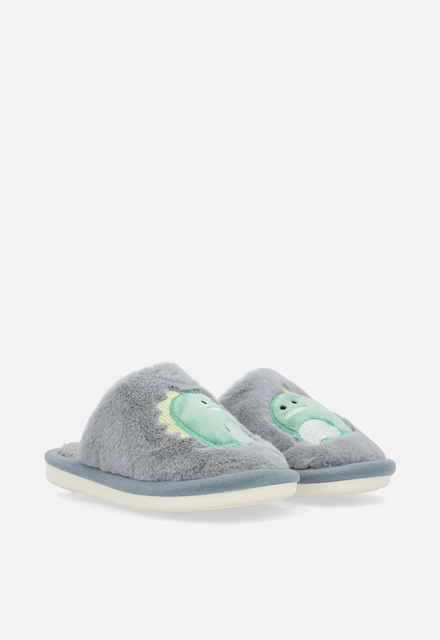 Pop Candy - Dino applique slippers - blue