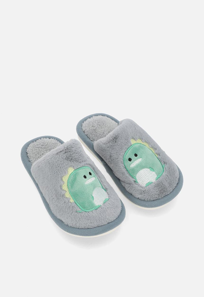 Pop Candy - Dino applique slippers - blue