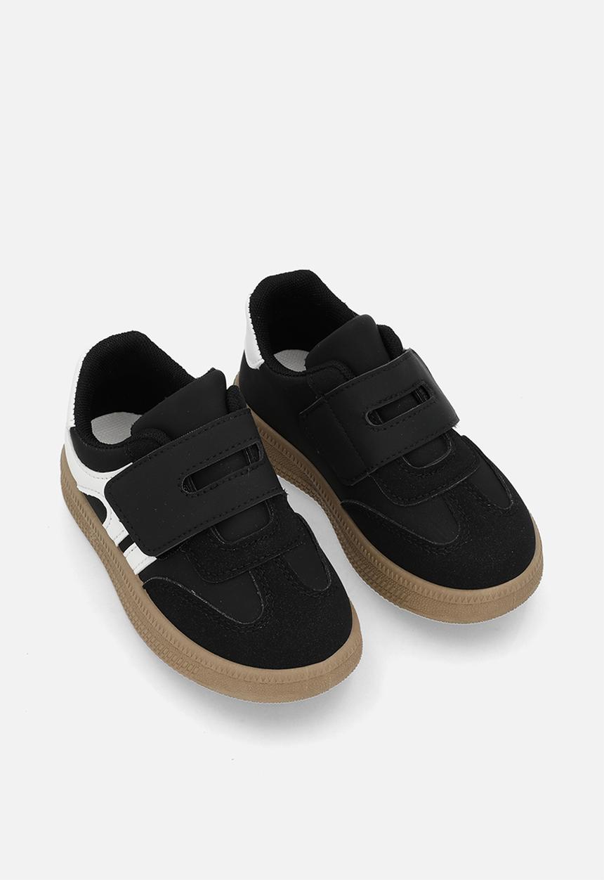 Pop Candy - Adjustable strap fastener sneakers-black & white