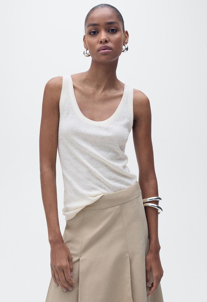 MANGO - Top Lini - Light Beige