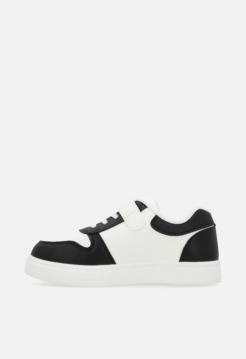 Pop Candy - Contrast lace & adjustable fasteners sneakers-black & white
