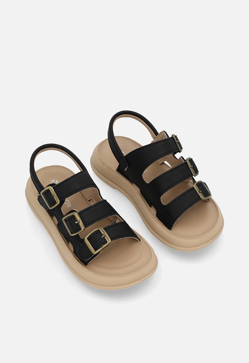 Pop Candy - Twin strap buckle sandal - black