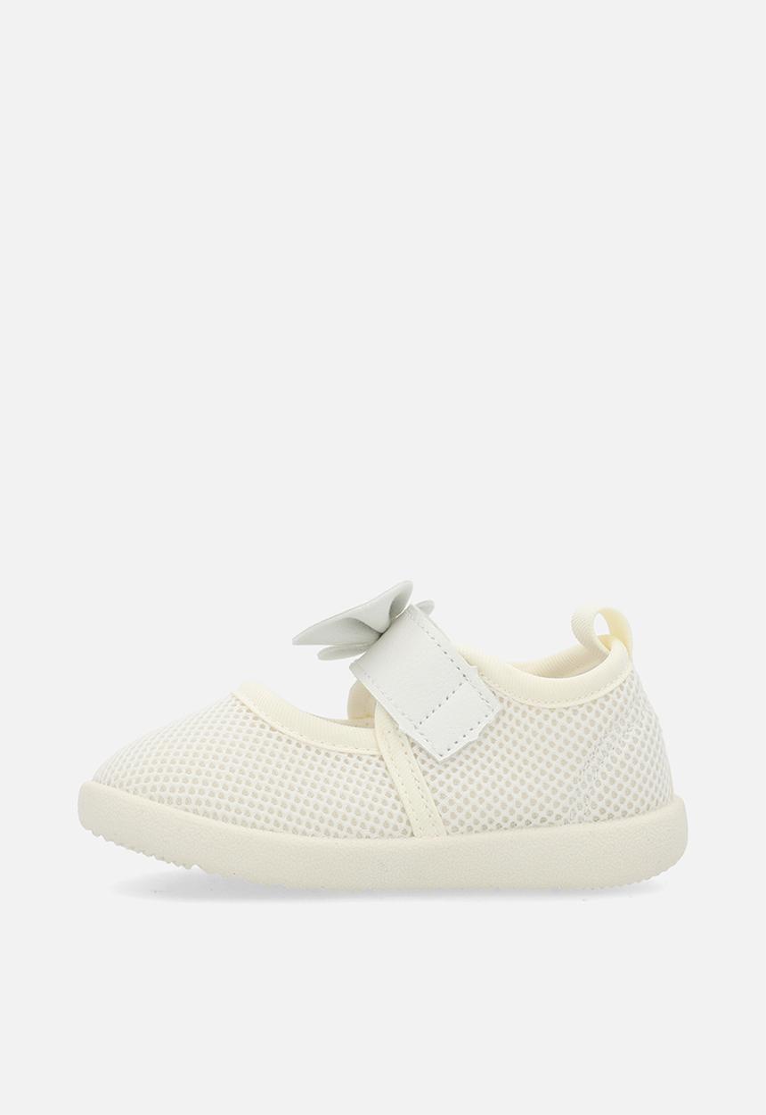 Pop Candy - Bow décor adjustable fastener sneaker - ivory/white