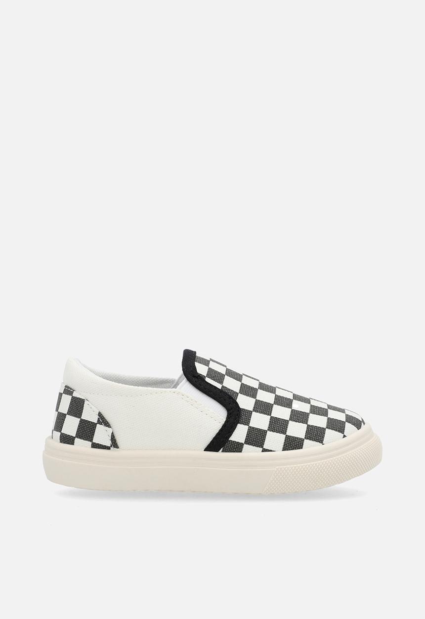 Pop Candy - Checker board slip on sneakers-black & white