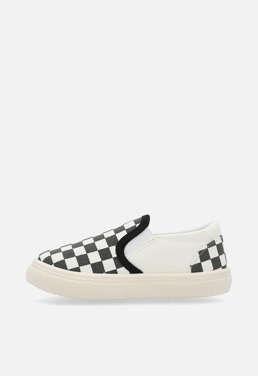 Pop Candy - Checker board slip on sneakers-black & white