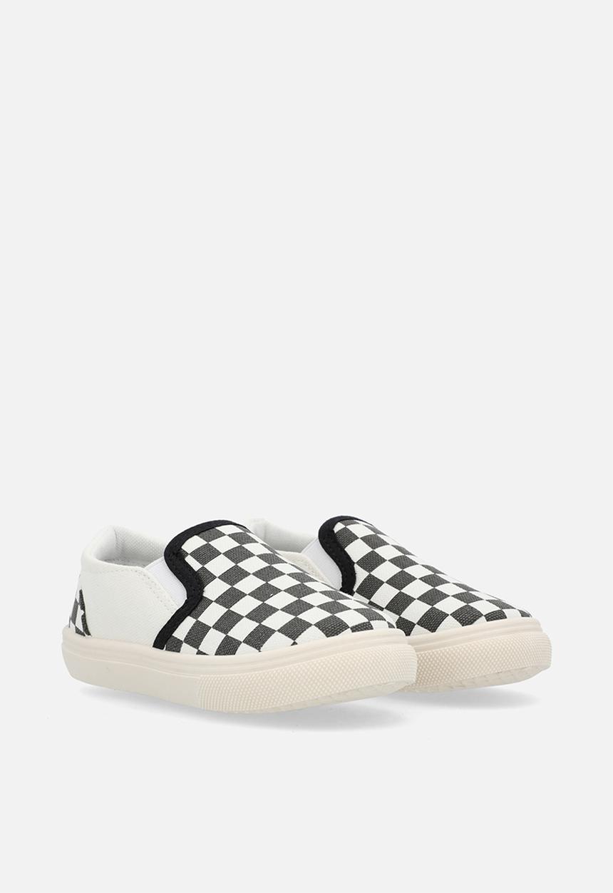 Pop Candy - Checker board slip on sneakers-black & white