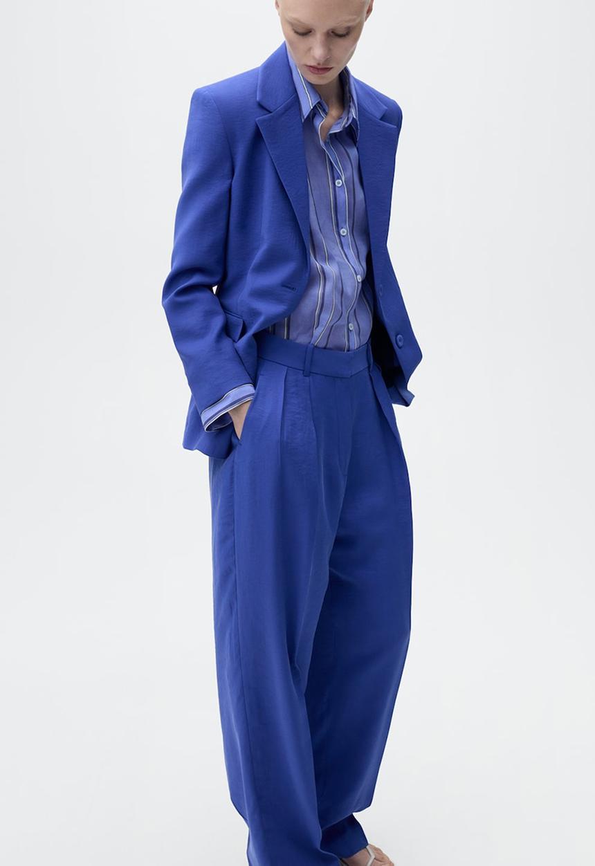 MANGO - Trousers Palma - Medium Blue