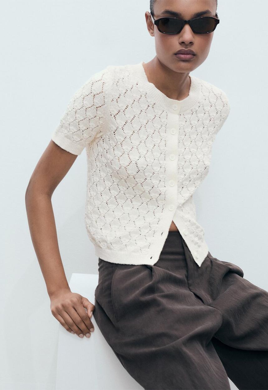 MANGO - Cardigan Sita - Light Beige