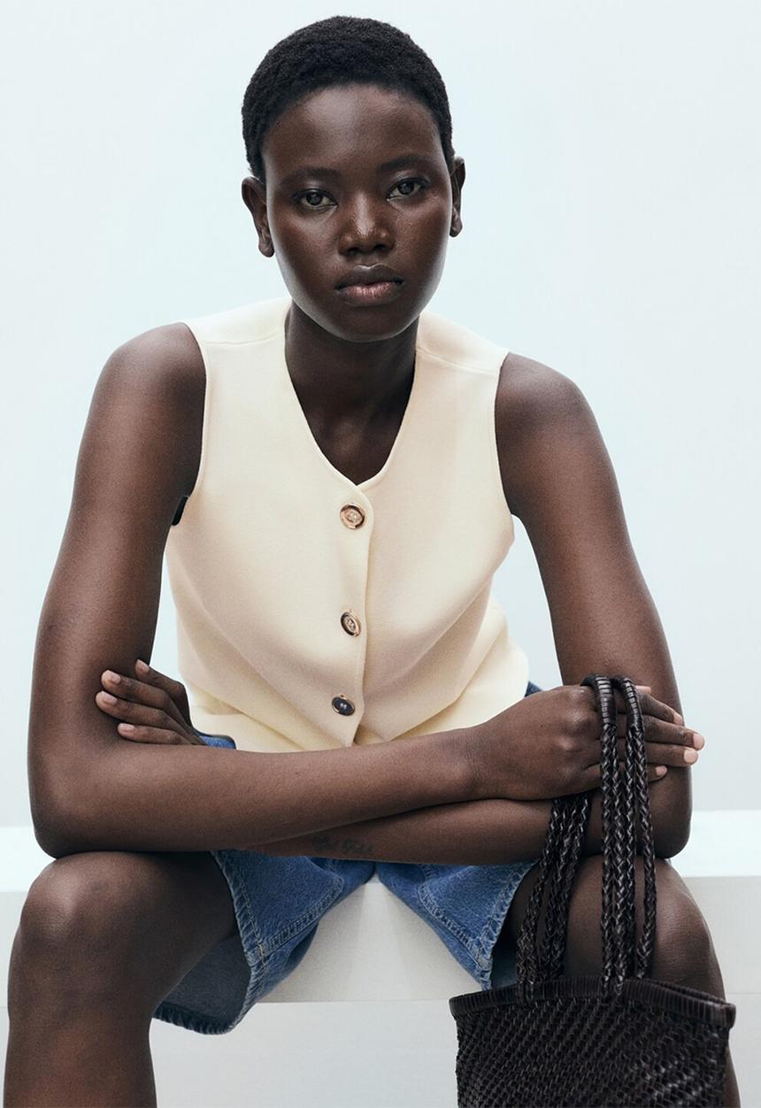 MANGO - Vest Pinipon - Light Beige
