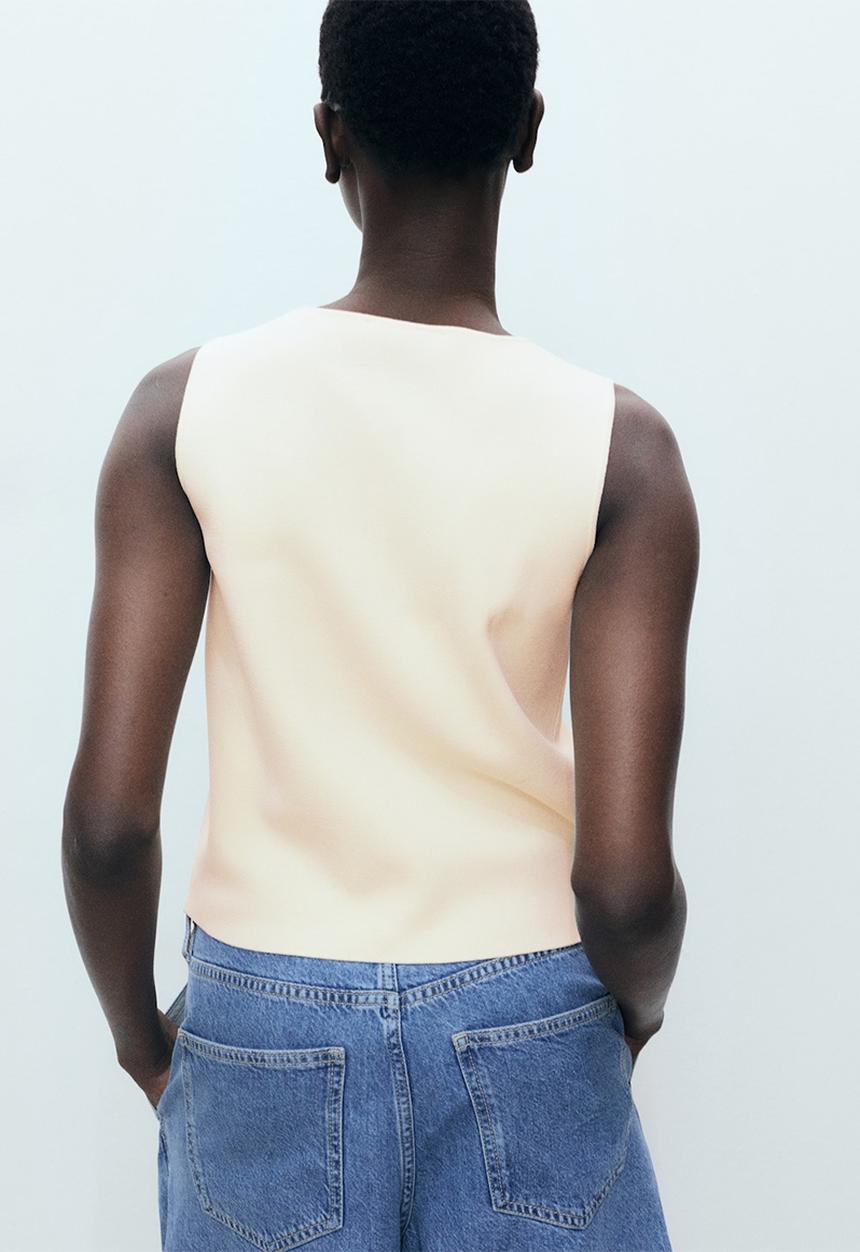 MANGO - Vest Pinipon - Light Beige
