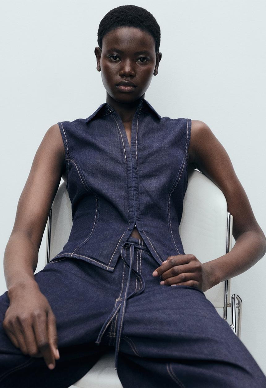 MANGO - Top Maria - Open Blue