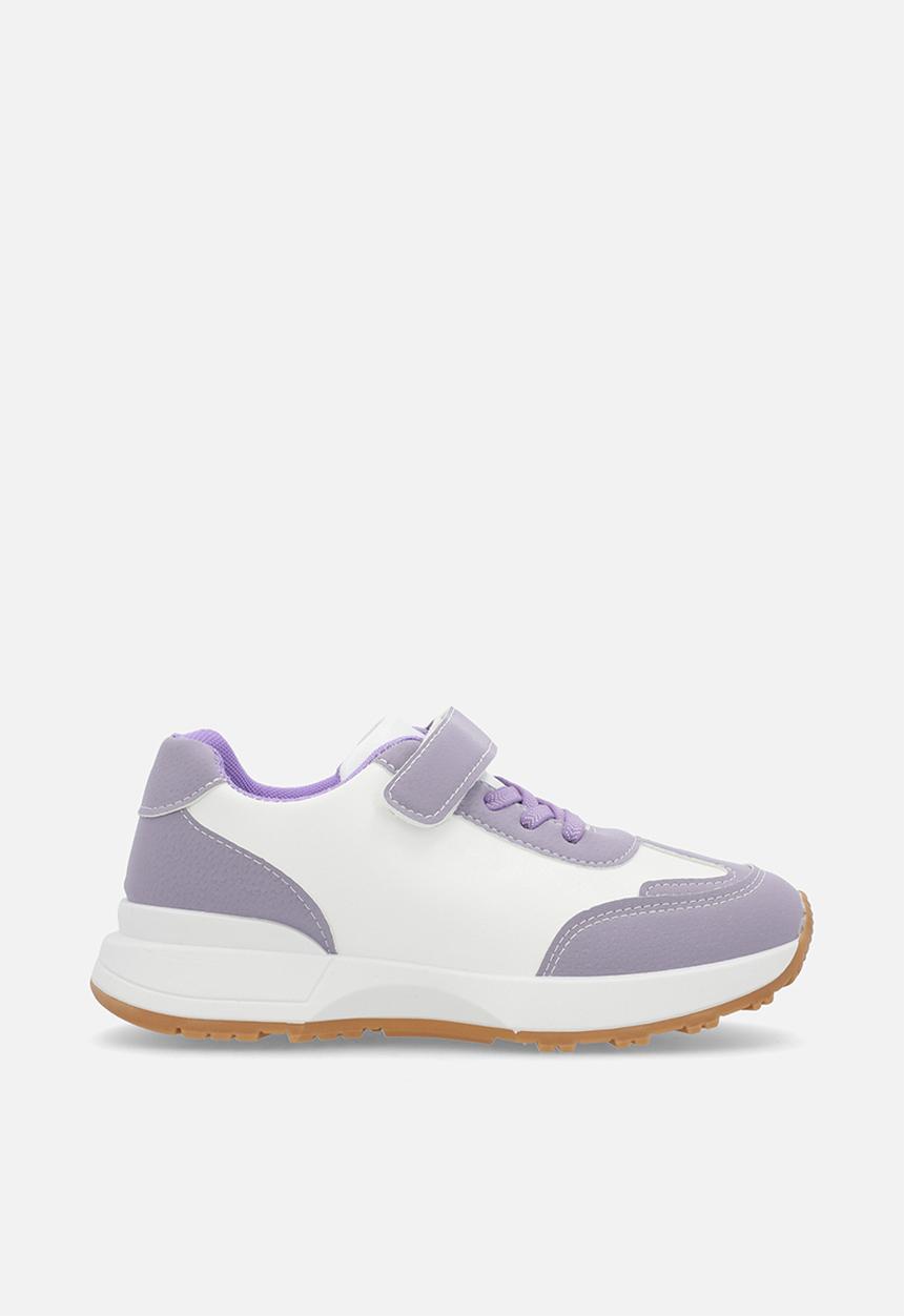 Pop Candy - Adjustable fastening strap sneakers - lilac & white